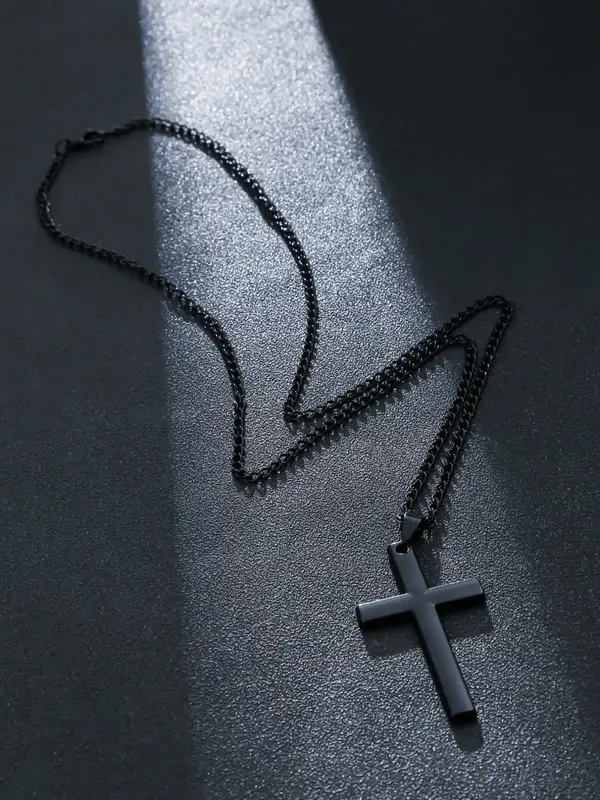 1 Piece Men's Simple Plain Criss Cross Pendant Necklace, Street Hip Hop Party Accessories for Men, Fashion Minimalist Necklac...
