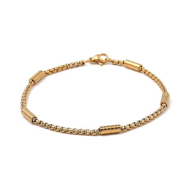 PVD Vacuum Plating 304 Stainless Steel Column Beaded Link Chain Bracelets