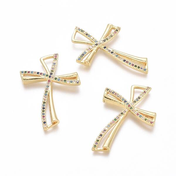 Brass Micro Pave Cubic Zirconia Pendants
