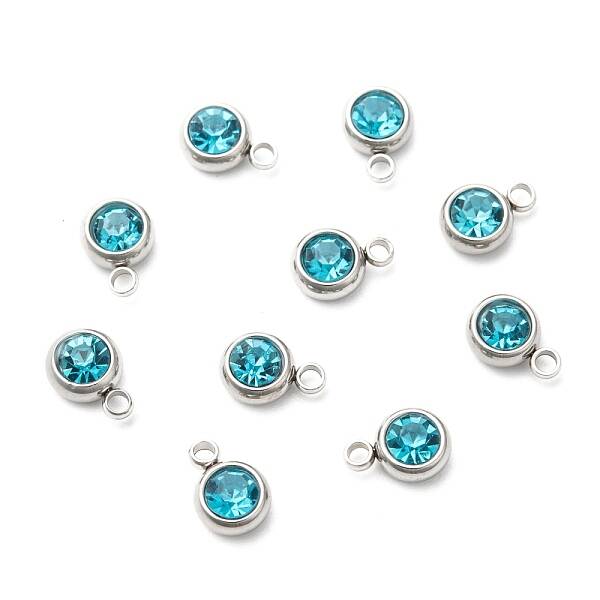 201 Stainless Steel Rhinestone Charms