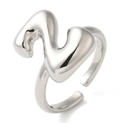 Initials Brass Open Cuff Ring for Women
