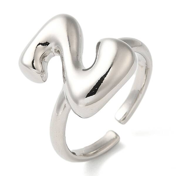 Initials Brass Open Cuff Ring for Women