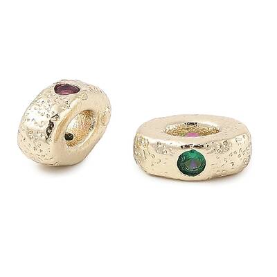 Brass Micro Pave Cubic Zirconia Beads