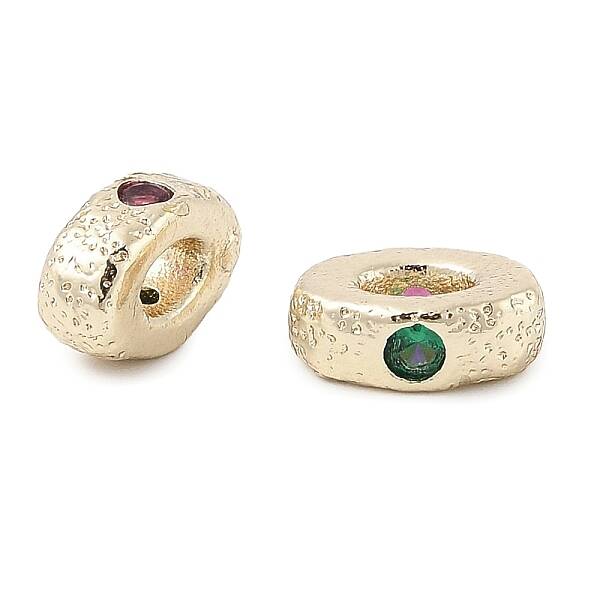 Brass Micro Pave Cubic Zirconia Beads