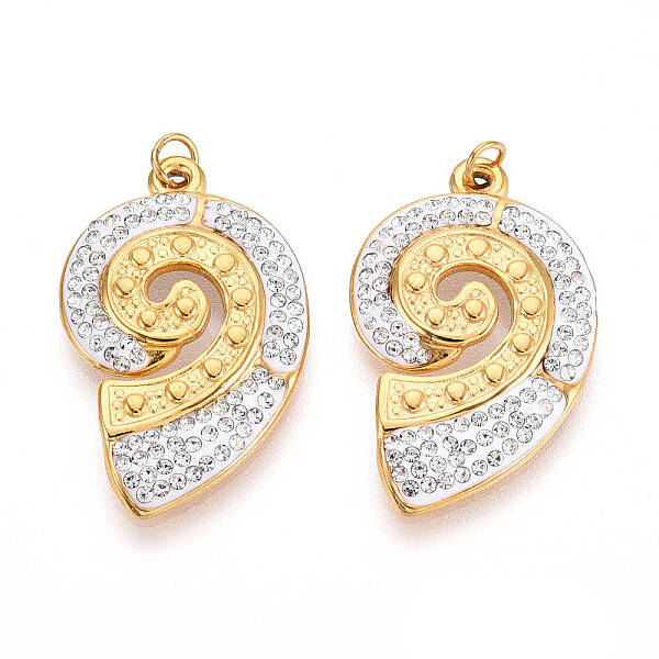Ion Plating(IP) 304 Stainless Steel Polymer Clay Rhinestone Pendants