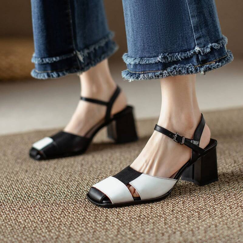 CHIKO Lajuliette Square Toe Block Heels Slingback Shoes