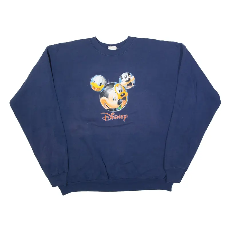DISNEY Mickey Mouse Sweatshirt Blue Mens XL