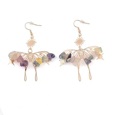 Natural Fluorite Chips Dangle Earrings