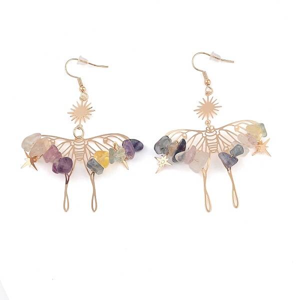 Natural Fluorite Chips Dangle Earrings