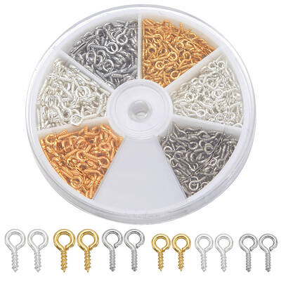 540pcs 6 Styles Iron Screw Eye Pin Peg Bails