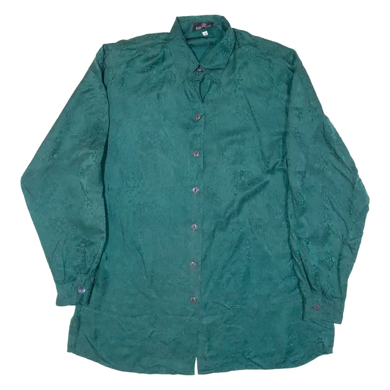 PARK LANE Womens Shirt Green Paisley Long Sleeve M