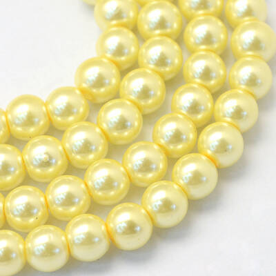 Baking Painted Pearlized Glass Pearl Round Bead Strands