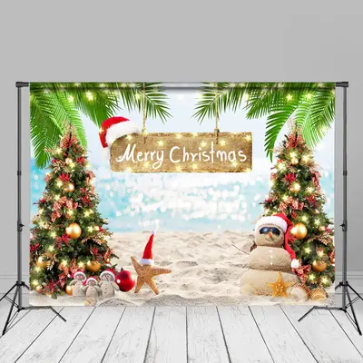Glistening Sea Beach Bokeh Christmas In July Backdrop - Aperturee