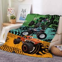 Monster Truck Pattern Blanket, 1 Count Soft Comfortable Throw Blanket, Warm Napping Blanket for Home Office Travel Camping, ...