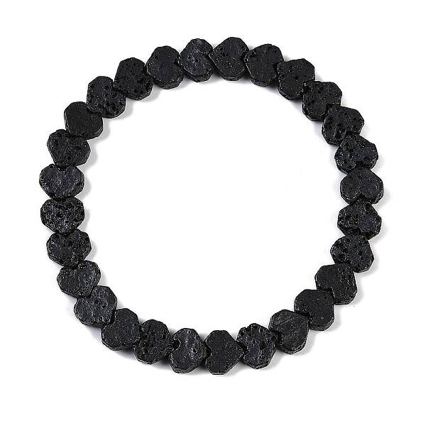 Natural Lava Rock Beaded Stretch Bracelets for Men Women