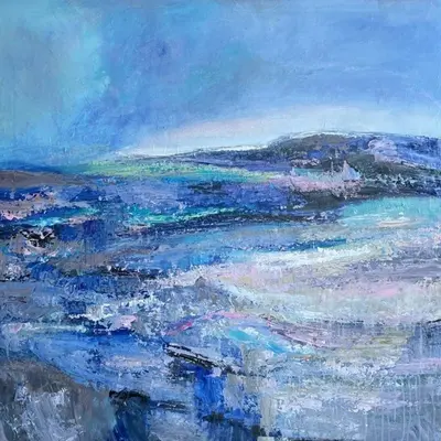 Modern Art Abstract Ocean Painting On Canvas Blue Color Painting Water Painting Sea Painting | BLUE WATER 40"x40"
