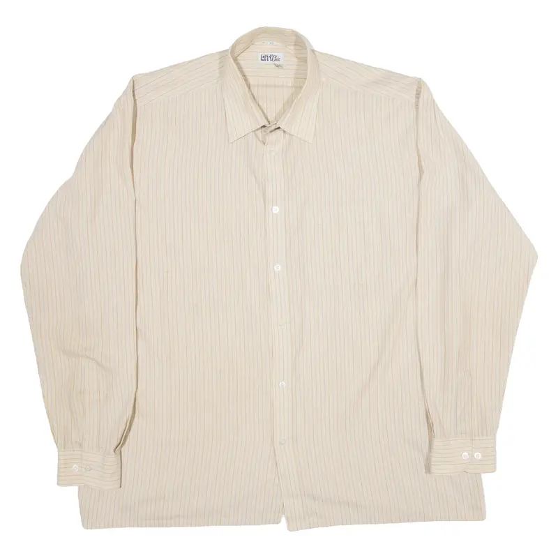CITY CHIC Mens Shirt Brown 90s Striped Long Sleeve L