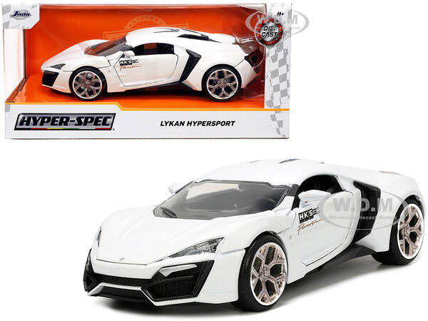 Lykan Hypersport White with Bronze Metallic Rear Spoiler HKS Hyper-Spec Series 1/24 Diecast Model Car by Jada