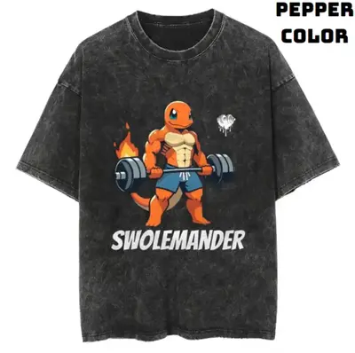 Swolemander Vintage Tee, Charmander T-Shirt, Pokemon Tee, Anime Shirt, Animation Graphic Tees, Gym Shirt, Unisex T-Shirt, Gif...