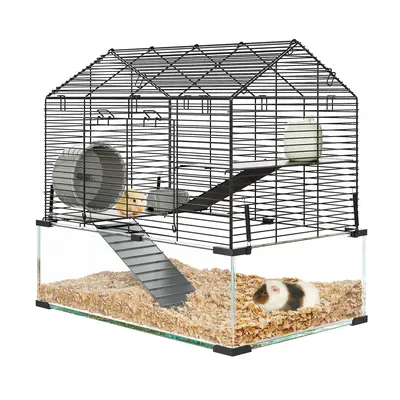 Garvee 3-Tier Hamster Cage for Syrian & Dwarf Hamsters - Multi-Level Habitat with Silent Wheel & Chew-Proof Bottle - Metal & ...
