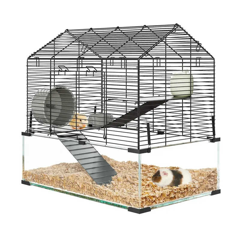 Garvee 3-Tier Hamster Cage for Syrian & Dwarf Hamsters - Multi-Level Habitat with Silent Wheel & Chew-Proof Bottle - Metal & ...