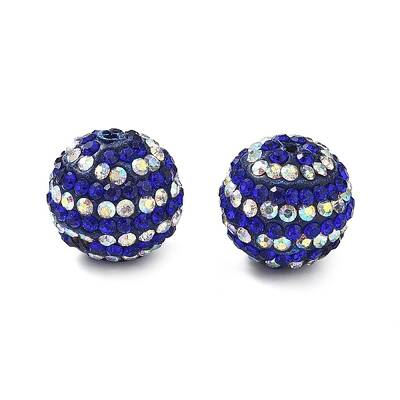 Stripe Pattern Polymer Clay Rhinestone Beads