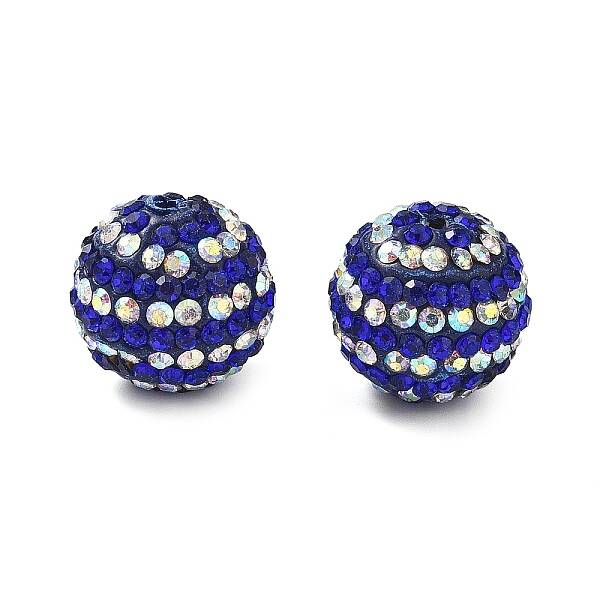 Stripe Pattern Polymer Clay Rhinestone Beads