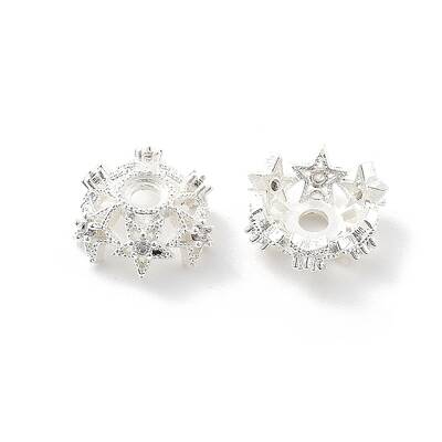 Brass Micro Pave Clear Cubic Zirconia Bead Caps