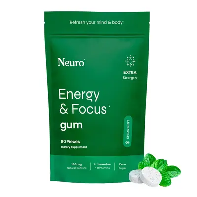 Neuro Extra Strength Energy Caffeine Nootropics for Energy & Focus (90 Pieces) - Sugar-Free with L-theanine, Caffeine, Vitami...