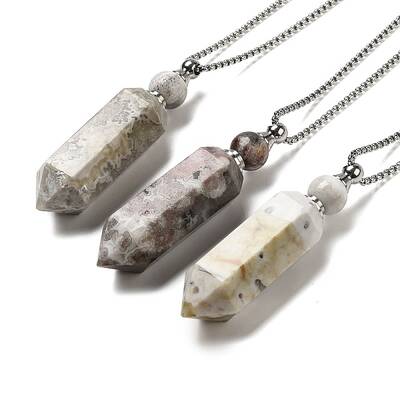 Natural Mexican Agate Pendant Perfume Bottle Necklaces