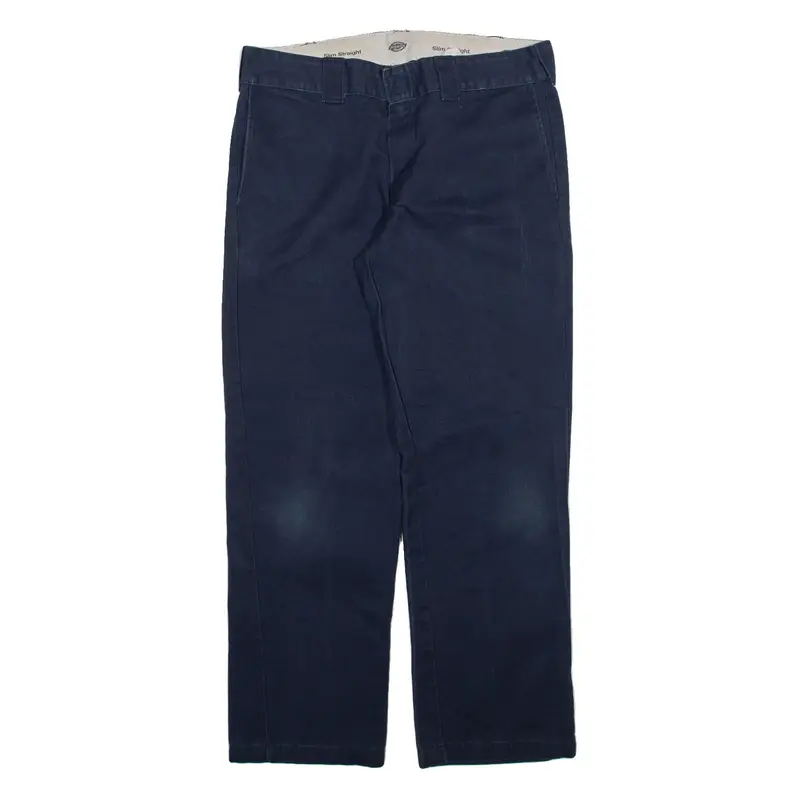 DICKIES Mens Trousers Blue Slim Straight W34 L29