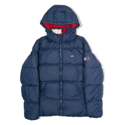 TOMMY JEANS Mens Puffer Jacket Blue Hooded M