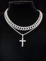 Easter Rhinestone Cross Necklace for Summer, Fashion Jewelry for Women & Men Party, Daily Clothing Decor, Trendy All-match & ...
