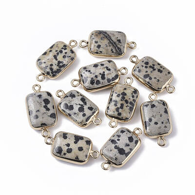 Edge Golden Plated Natural Dalmatian Jasper Links connectors