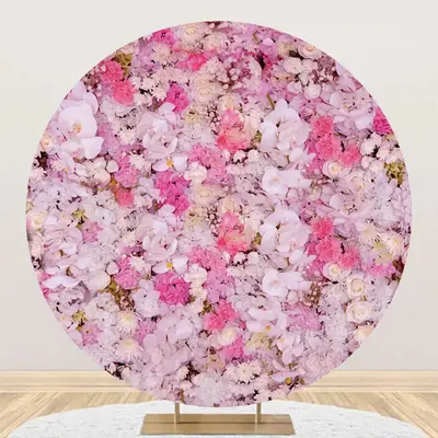 Light Purple Red Floral Wall Round Wedding Backdrop - Aperturee