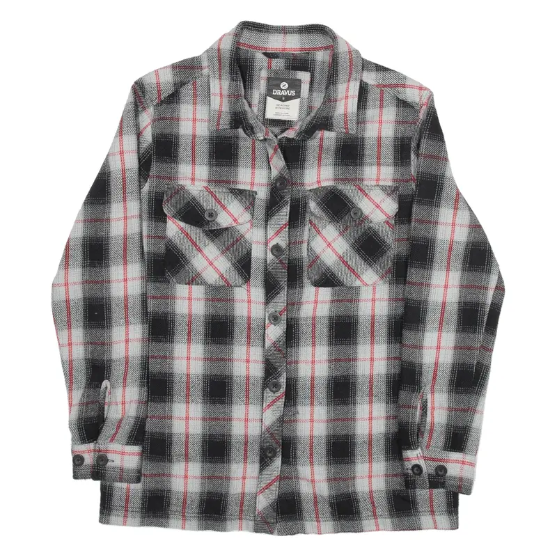 HEADING NOWHERE Flannel Shirt Grey Check Long Sleeve Womens S