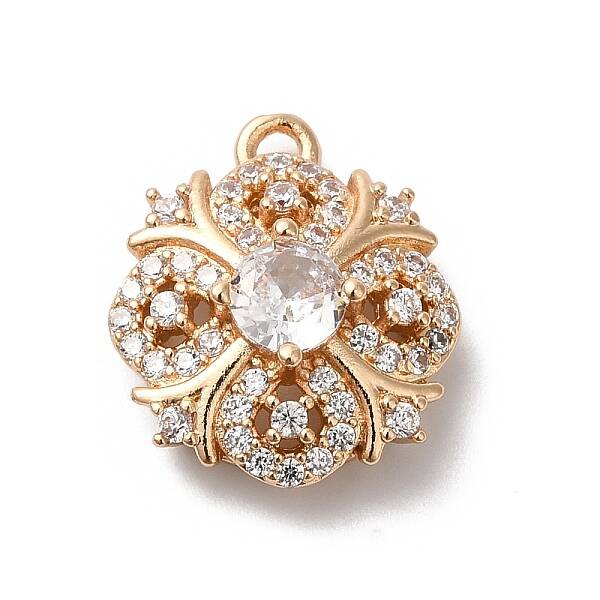 Brass Micro Pave Clear Cubic Zirconia Pendants
