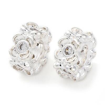Brass Micro Pave Clear Cubic Zirconia Spacer Baeds