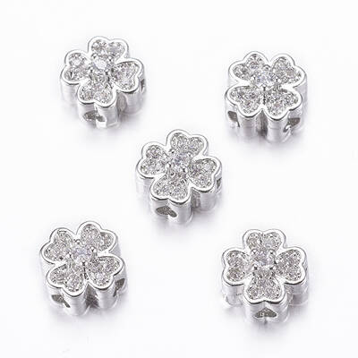 Rack Plating Brass Micro Pave Cubic Zirconia Beads