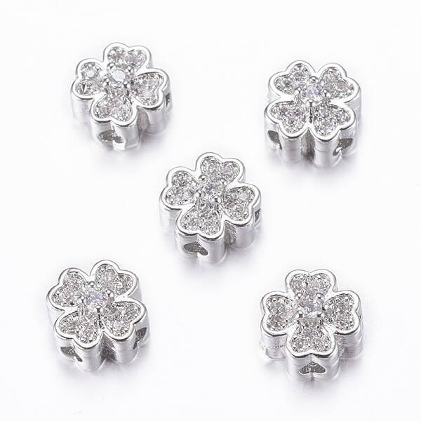 Rack Plating Brass Micro Pave Cubic Zirconia Beads