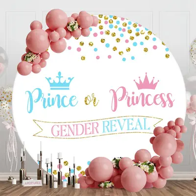Prince Or Princess Round Backdrop For Gender Reveal - Aperturee