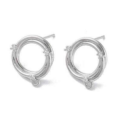 Brass Micro Pave Cubic Zirconia Stud Earring Findings