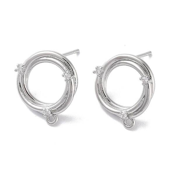 Brass Micro Pave Cubic Zirconia Stud Earring Findings