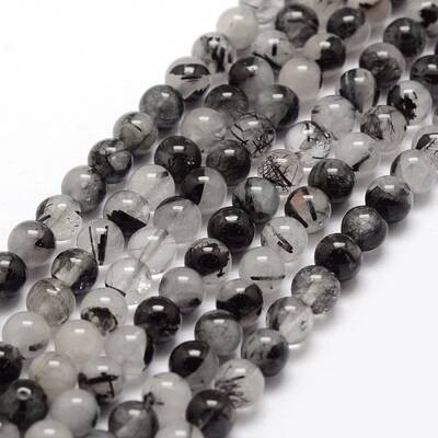 Natural Black Rutilated Quartz Bead Strands