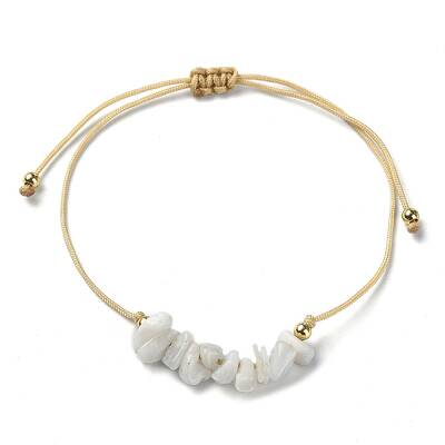 Natural Moonstone Chips Braided Bead Bracelets