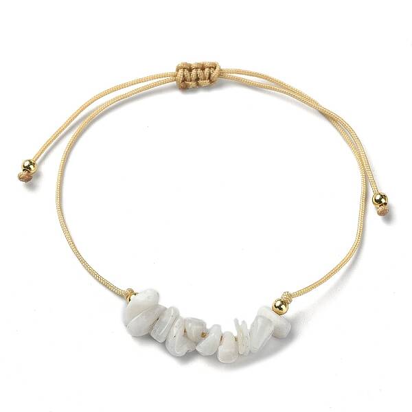 Natural Moonstone Chips Braided Bead Bracelets