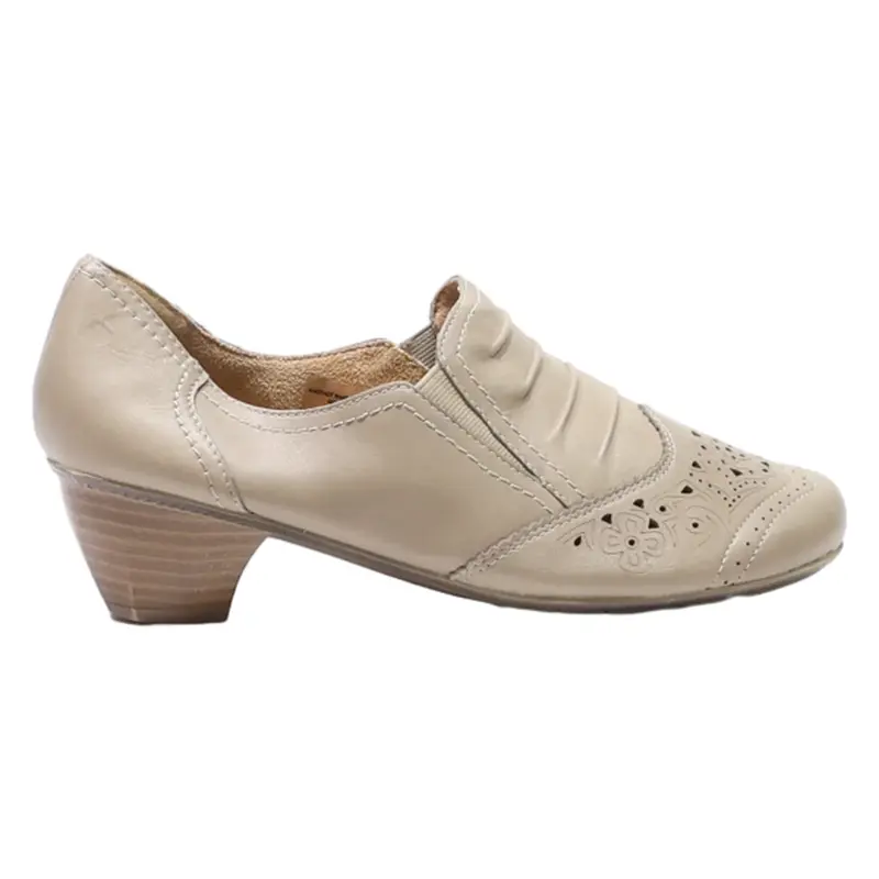 HUSH PUPPIES Court Heels Beige Leather Womens UK 5