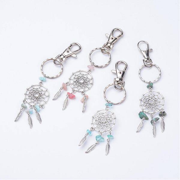 Woven Net/Web with Feather Alloy Keychain