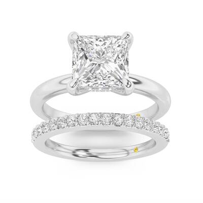 Fez Lab Grown Princess Cut Diamond Engagement Ring with the Orion Wedding Band | 10K White Gold 2 1/3 ct. tw.