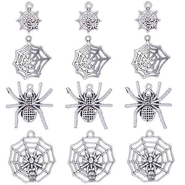40Pcs 4 Style Tibetan Style Alloy Pendants